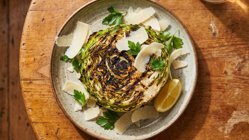 Charred cabbage with lemon and parsley